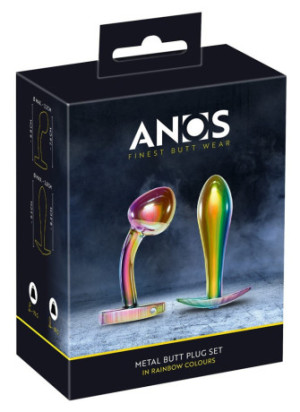 Metal Butt Plug Set in Rainbow Colours